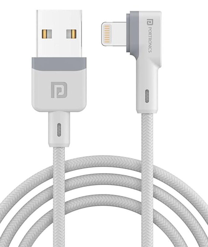 Konnect L 1.2M POR-1401 Fast Charging 3A 8 Pin USB Cable with Charge & Sync Function (White)